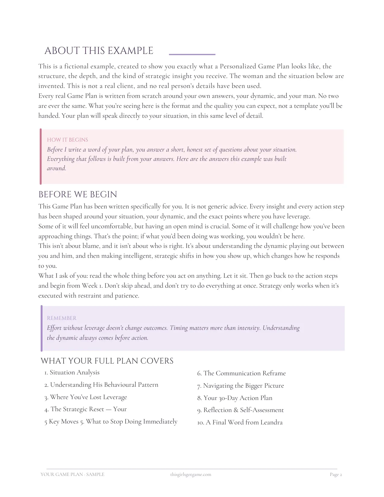 Game Plan page 2